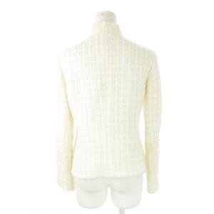 LANVIN COLLECTION ツイードジャケット スタンドカラー ジップアップ ファンシーツイード 38 M 白