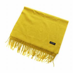 マフラー ストール フリンジ カシミヤ ロゴ 黄 イエロー GY09 /MQ