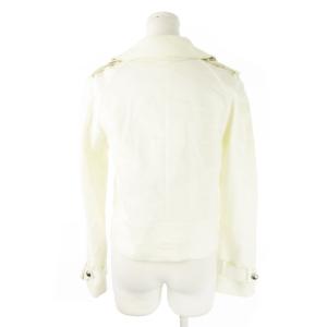 LANVIN en Bleu Pコート ピーコート スウェット リネンブレンド ショート丈 ダブル ベルトデザイン 38 M 白 ホワイト