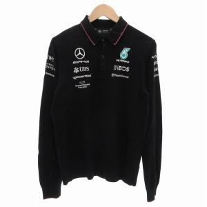 メルセデス AMG F1 ポロシャツ ニット ロゴ 刺繍 長袖 S 黒 ブラック /FF GY35