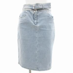 デニムスカート マカダムロゴ ベルトデザイン ひざ丈 36 インディゴブルー 青 /FF GY35
