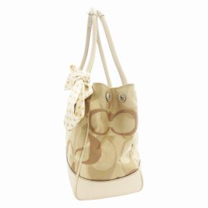 COACH 11821 オプティック シグネチャー マデリン トート ハンドバッグ 肩掛け リボン キャンバス レザー