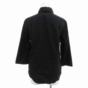 BURBERRY LONDON シャツ ブラウス ノバチェック切替 ホースロゴ刺繍 七分袖 S 黒 ブラック GY35 AA