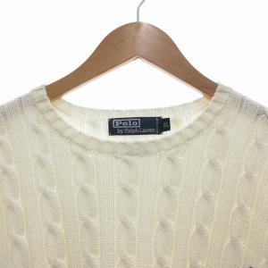 POLO RALPH LAUREN ケーブルニット セーター クルーネック ポニー刺繍 長袖 XL 白 ホワイト /FF GY35 AA