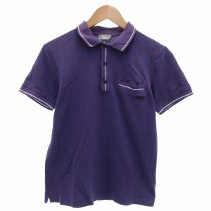 ポロシャツ 鹿の子 ライン ロゴ 半袖 46 紫 パープル /FF GY35 AA