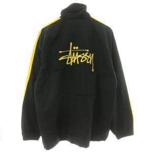 STUSSY ジャケット ジャンパー ナイロン 刺繍 ロゴ 黒 ブラック 黄色 イエロー /MW GY99