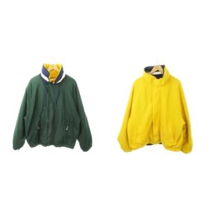 リバーシブル ブルゾンジャケット ボアジャケット ジップアップ フード収納 刺繍 ロゴ スポーツ L 緑