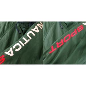 NAUTICA リバーシブル ブルゾンジャケット ボアジャケット ジップアップ フード収納 刺繍 ロゴ スポーツ L 緑