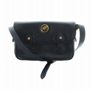 ショルダーバッグ メッセンジャー 斜めがけ ロゴ レザー 紺 ネイビー GY18 /MQ