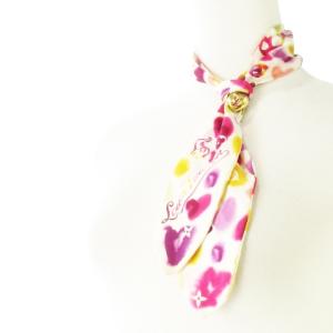 スカーフ バンドー タイ モノグラム ドット タイダイ 水彩タッチ ゾウ ロゴ リング付き ピンク 413