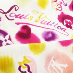 LOUIS VUITTON スカーフ バンドー タイ モノグラム ドット タイダイ 水彩タッチ ゾウ ロゴ リング付き ピンク 413
