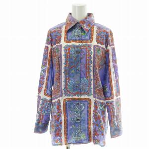 シャツ 長袖 コットン ペイズリー 総柄 44 紫 /MP EC