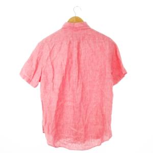 RALPH LAUREN リネンシャツ ボタンダウン 半袖 麻 ネップ ポニーロゴ刺繍 CLASSIC FIT M 赤 レッド /CK17