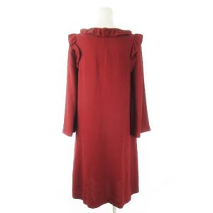A.P.C. ワンピース ひざ丈 長袖 フリル Aライン 薄手 36 S 赤 レッド ワイン /CK27