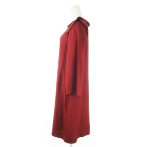 A.P.C. ワンピース ひざ丈 長袖 フリル Aライン 薄手 36 S 赤 レッド ワイン /CK27