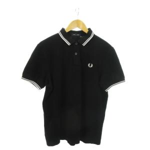 M3600 ポロシャツ 半袖 コットン 鹿の子 ラインロゴ刺繍 L 黒 ブラック /AO15