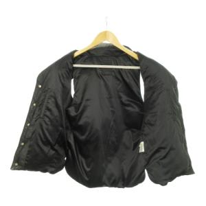 SHAMA レザーベスト スタンドカラー フロントスナップボタン 羊革 中綿 40 L 黒 ブラック /MN11