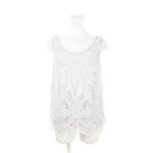 カットソー ブラウス ノースリーブ 2点セット メッシュ 刺繍 ハート スパンコール 38 M 水色 ブルー