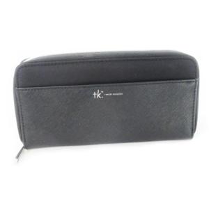 tk. 長財布 ロングウォレット 小銭入れあり ラウンドファスナー レザー 革 ナイロン ロゴ 黒 ブラック