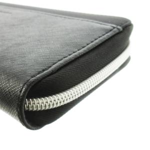 TAKEO KIKUCHI tk. 長財布 ロングウォレット 小銭入れあり ラウンドファスナー レザー 革 ナイロン ロゴ 黒 ブラック