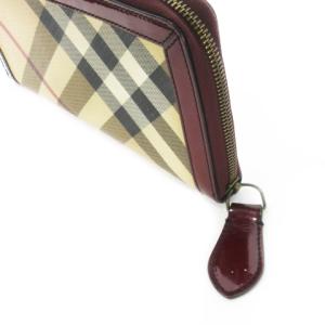 BURBERRY 長財布 PVC エナメル チェック ベージュ