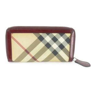 BURBERRY 長財布 PVC エナメル チェック ベージュ