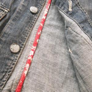 TAKEO KIKUCHI ジャケット デニム Gジャン ジージャン ウォッシュ加工 ワンポイント 花柄 3 L 紺 ネイビー /AO16