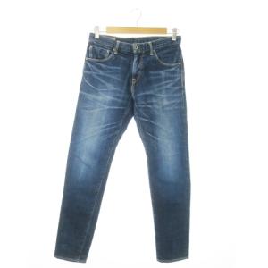 デニムパンツ ジーンズ スキニー ストレッチ ウォッシュ加工 赤耳 セルビッチ 28 青 ブルー /AO23