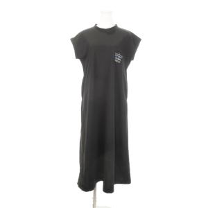 ロングワンピース 半袖 ストレッチ ロゴ アウトドア M チャコールグレー /AH8