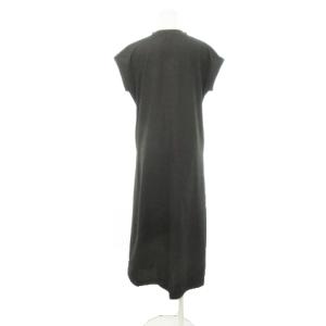 L.L.BEAN ロングワンピース 半袖 ストレッチ ロゴ アウトドア M チャコールグレー /AH8