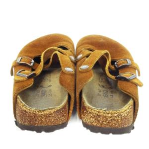 BIRKENSTOCK ビルキー Birkie's サボ サンダル スエード クロスベルト ロゴ 24cm 茶 ブラウン /MN21