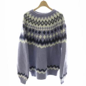 3ゲージ シャギー ノルディック クルーネックニット セーター ワイドフィット ボックスシルエット ノルディック柄