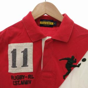 RUGBY RALPH LAUREN ポロシャツ ロゴ刺繍 ナンバリング 半袖 S 赤 レッド /FF