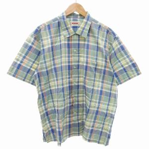 SPORTSWEAR カジュアルシャツ チェック 半袖 L 緑 グリーン /FF