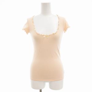 UNDERWEAR インナーカットソー Tシャツ 半袖 ビジュー ビーズ M ピンク /OU