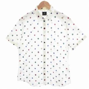 シャツ 半袖 総柄 ドット柄 XL 白 /OU