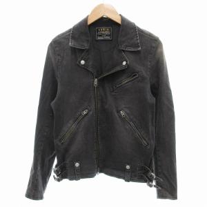 デニムジャケット ジージャン ジップアップ S 黒 ブラック /JS