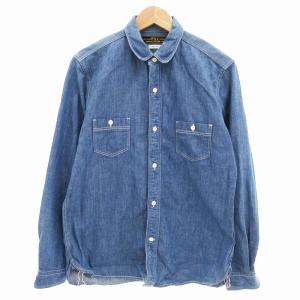 美品 16AW デニムシャツ シャンブレー 長袖 2 インディゴブルー /AE