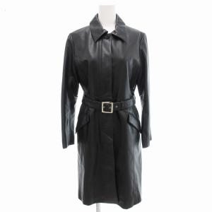 レザーコート ジャケット ステンカラー 羊革 シープスキン 2 黒 ブラック /JS