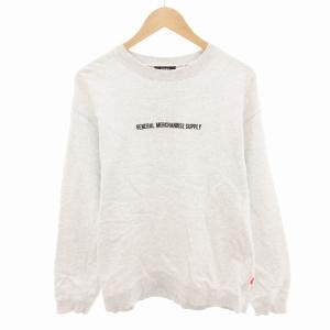 美品 スウェット トレーナー ロゴ 刺繍 長袖 L ライトグレー /HO