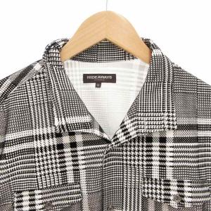 HIDEAWAYS NICOLE タグ付き シャツ チェック柄 衿 ワイヤー入り 長袖 50 白 黒 ホワイト ブラック /HO