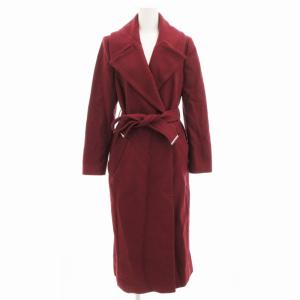チェスターコート ロング ベルト付き ウール 2 ワインレッド /UD