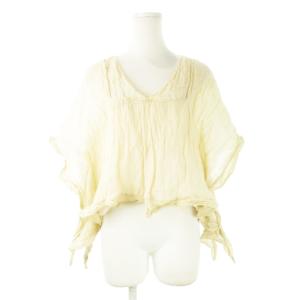 ブラウス カットソー Vネック 半袖 ガーゼタッチ 透け感 38 M ベージュ 生成り エクリュ /CK27