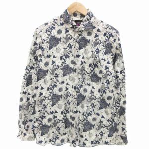 ×LIBERTY カジュアルシャツ 花柄 長袖 48 紺 ネイビー 白 ホワイト /UD