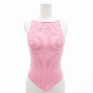 リブニット ノースリーブ タンクトップ キャミソール 2 ピンク /UD
