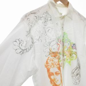 ETRO カジュアルシャツ 総柄 長袖 M 白 ホワイト /UD