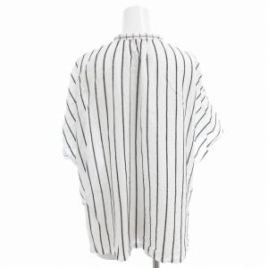 marble SUD シャツ 半袖 バンドカラー 総柄 白 ホワイト 黒 ブラック /OU