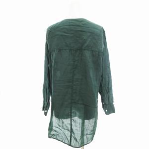MACPHEE ノーカラーシャツ 麻 リネン 36 グリーン 緑 /TI