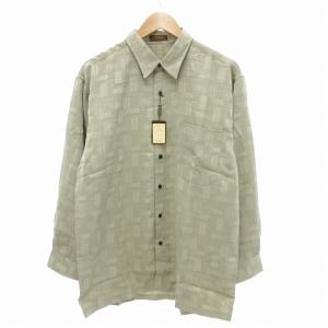 タグ付き シャツ ジャガード 長袖 総柄 L 緑 グリーン /JS
