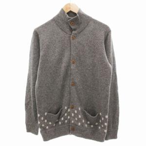 タグ付き ニットジャケット ドット柄 ボタンアップ L グレー /JS